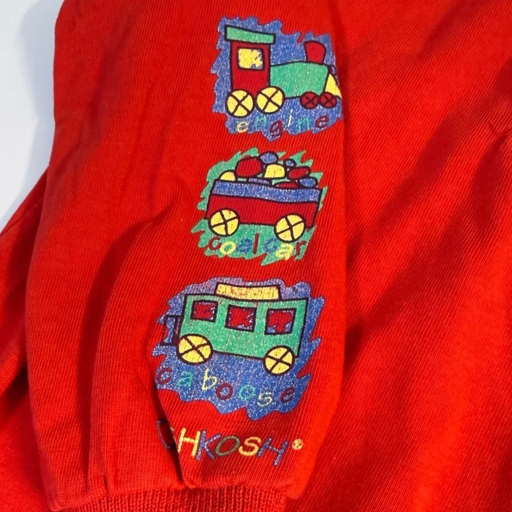 Vintage 90s Oshkosh Bgosh Long Sleeve Train Graphic Polo Shirt 4T boy colorblock